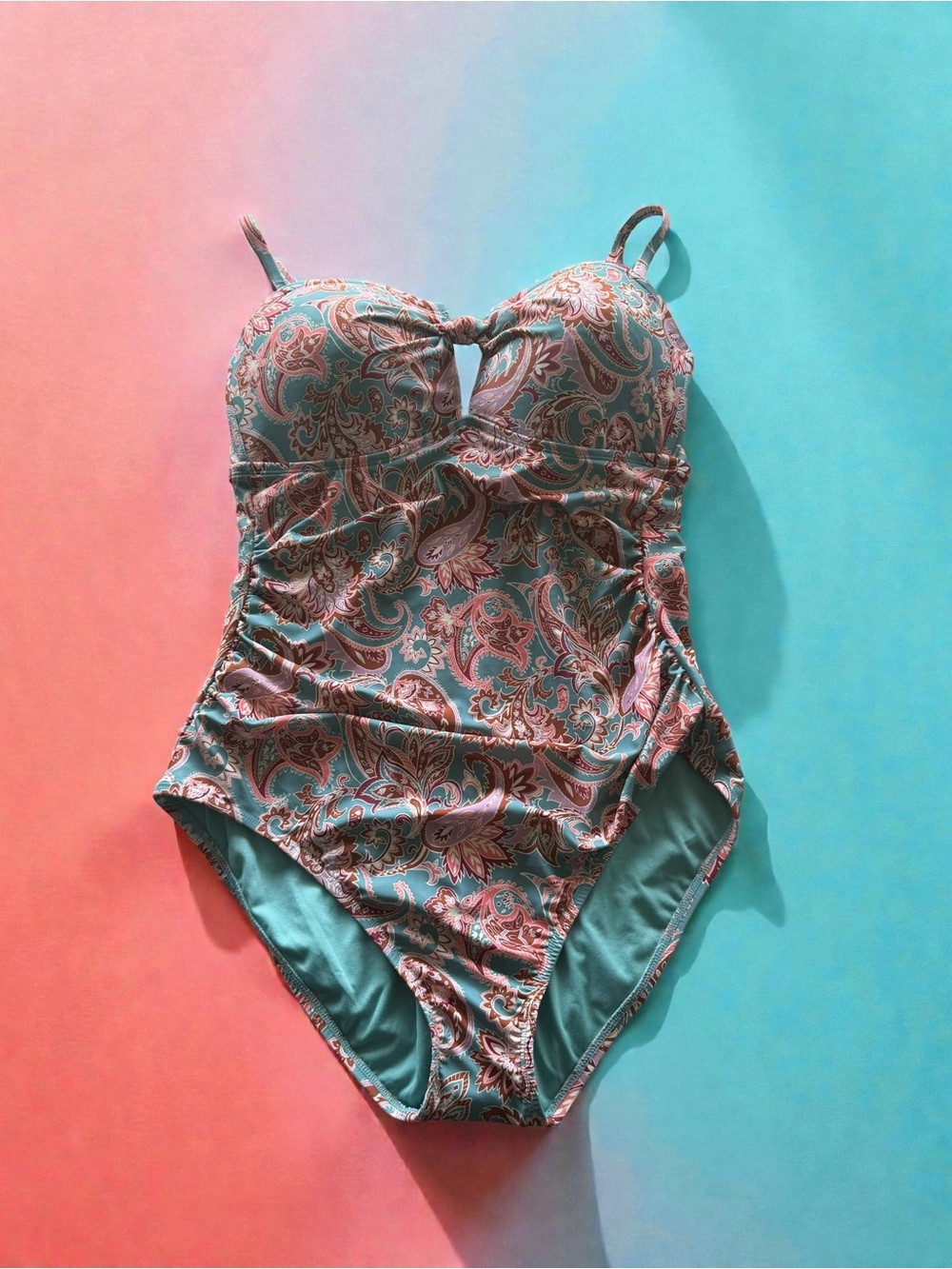 Shade & Shore Teal Paisley One-Piece Swimsuit